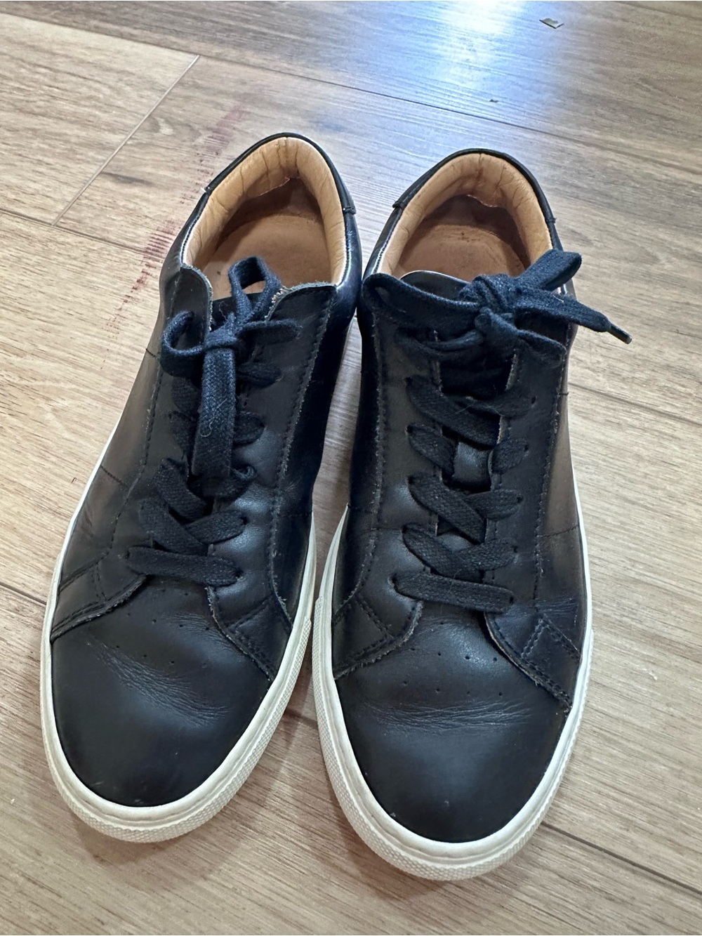 Greats Black Leather Sneakers with White Soles